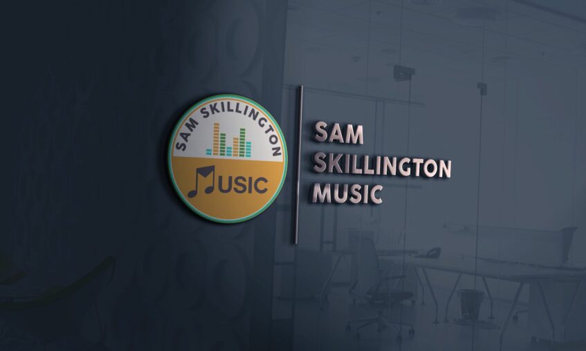 Sam Skillington Music Logo with WritingMOCK UP Dark BG